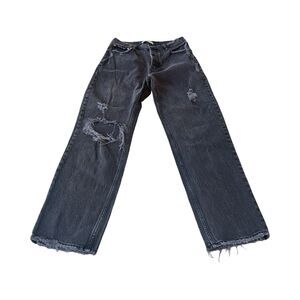 Abercrombie & Fitch Womans 30/10R The Dad High Rise Black Distressed Denim Jeans